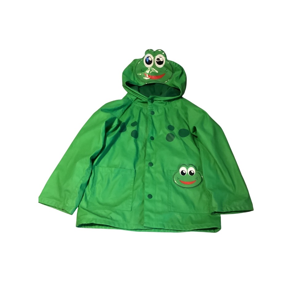 Western Chief Kids Frog Raincoat Hooded Green Size 5 6